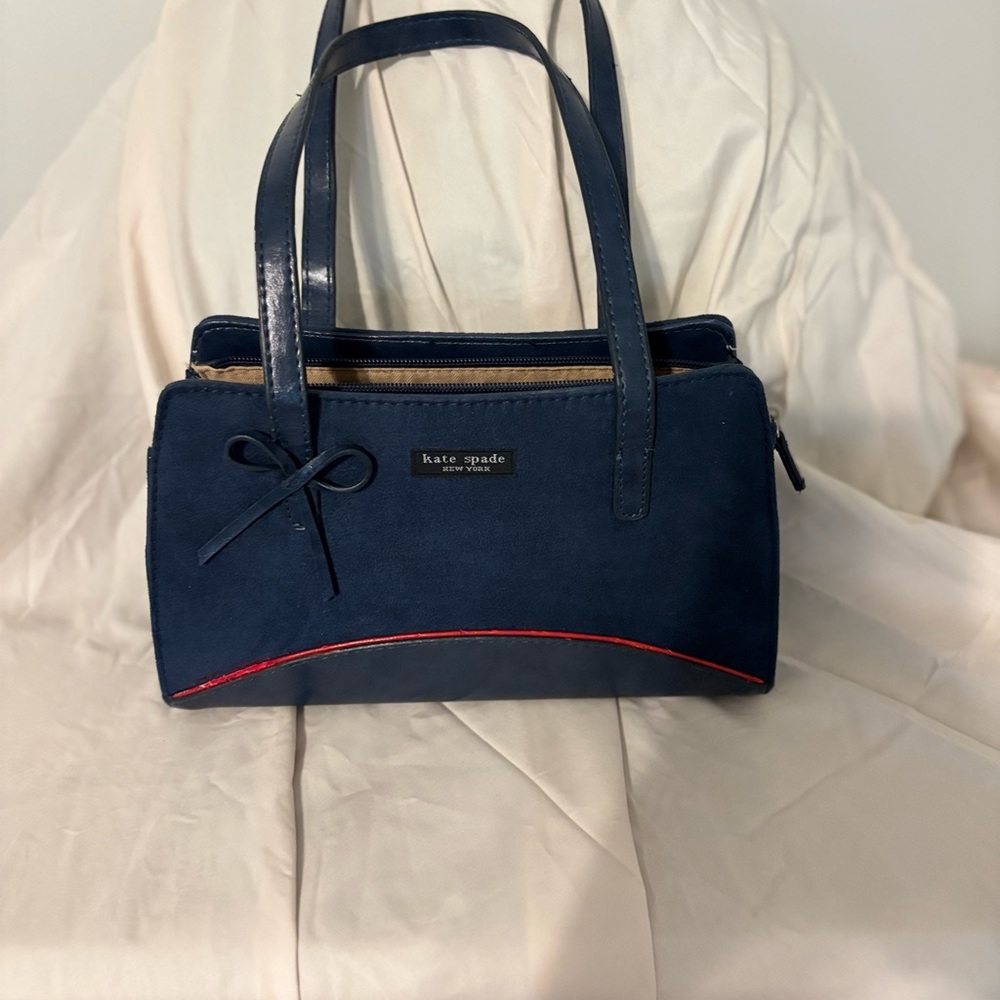Kate Spade Dark Blue Satchel with Red Trim